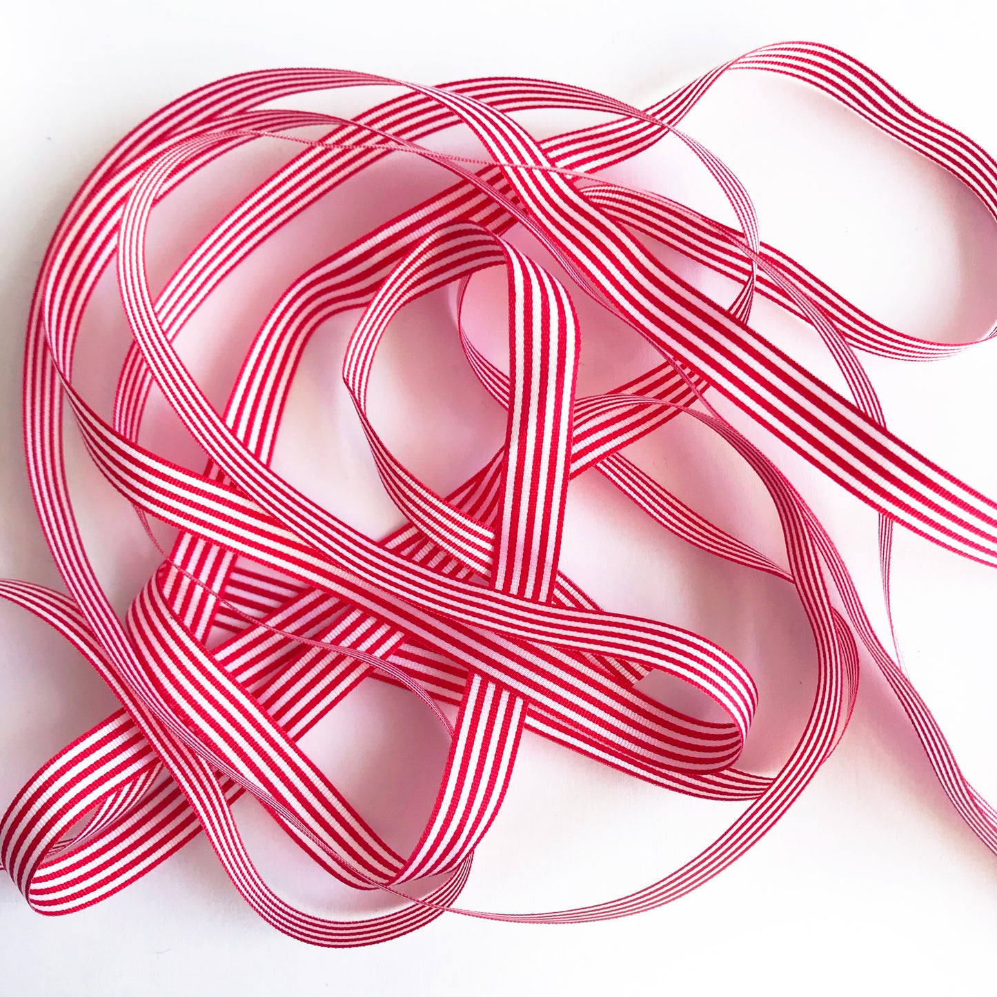Red & White Stripe Ribbon | 3 Widths 9mm 16mm 25mm | Choose Length or Roll