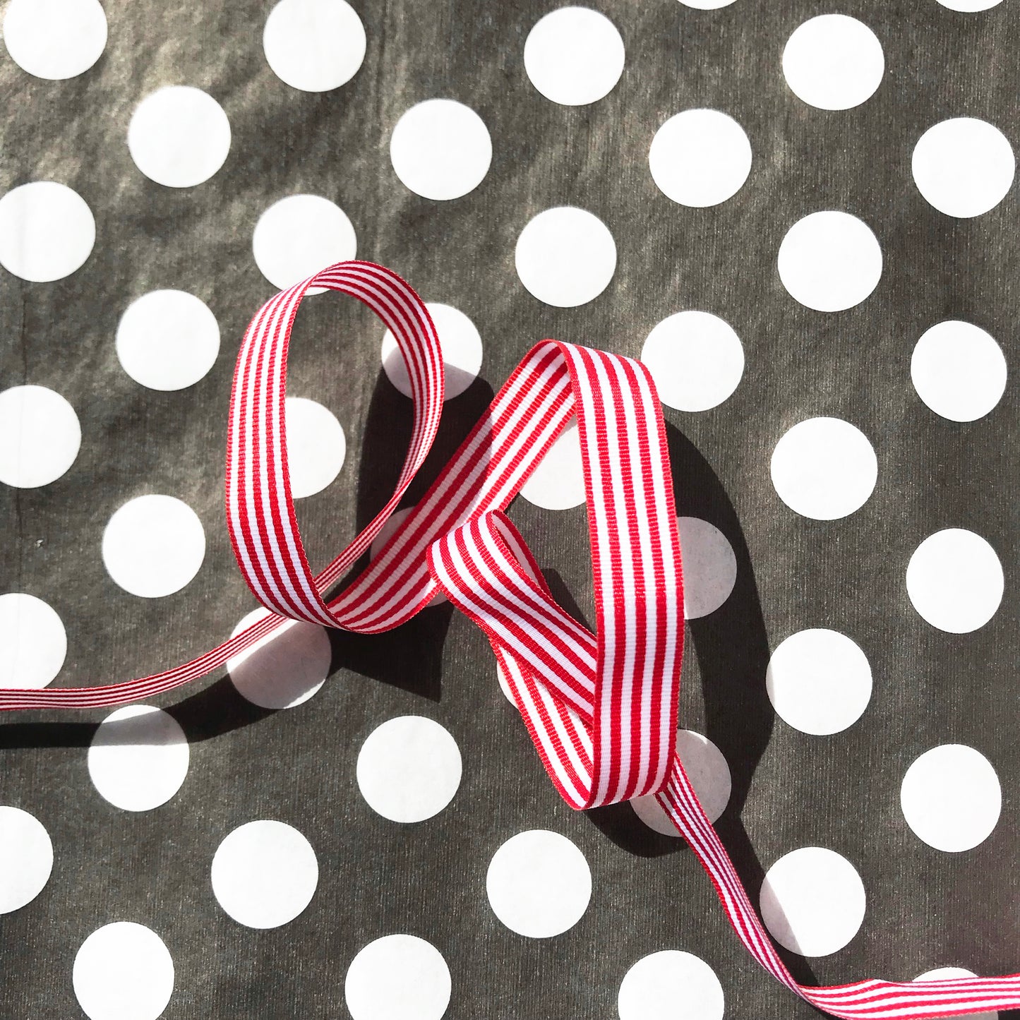 Red & White Stripe Ribbon | 3 Widths 9mm 16mm 25mm | Choose Length or Roll