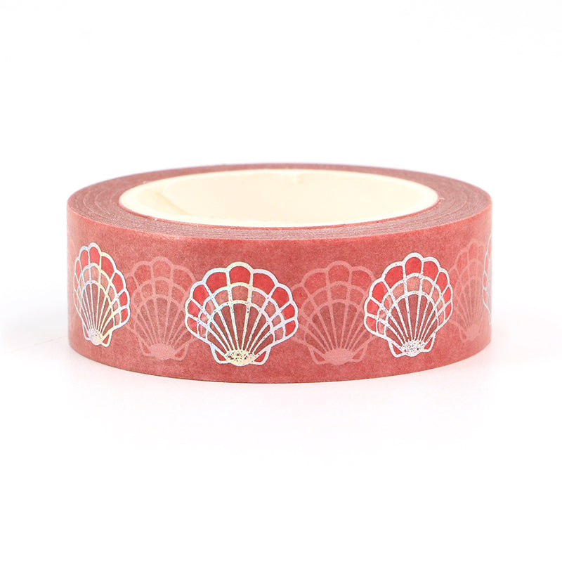 Pink Coral Shell Silver Foiled Washi Tape | 15mm x 10m | Stationery Journalling Scrapbooking - SweetpeaStore