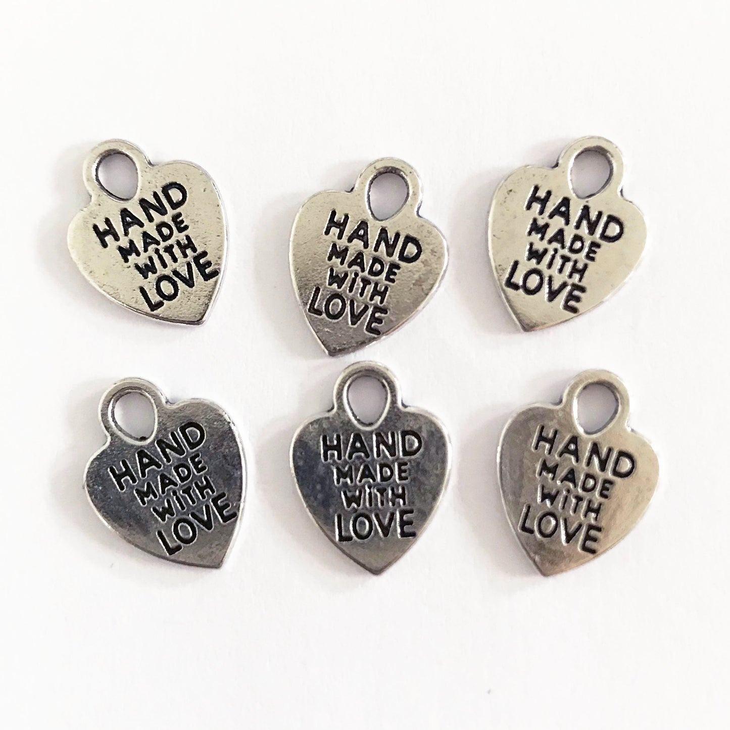 Metal Hand Made With Love Heart Charms | Rose Gold Silver Matt Bronze Gold - SweetpeaStore