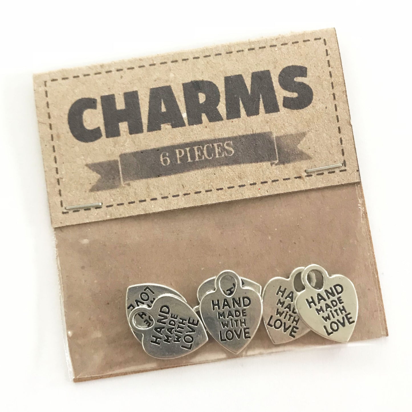 Metal Hand Made With Love Heart Charms | Rose Gold Silver Matt Bronze Gold - SweetpeaStore