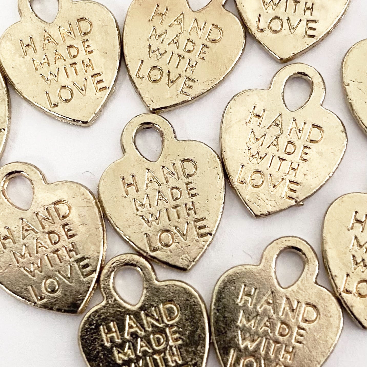 Metal Hand Made With Love Heart Charms | Rose Gold Silver Matt Bronze Gold - SweetpeaStore