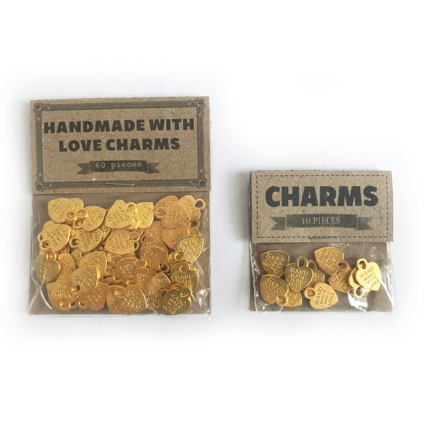 Metal Hand Made With Love Heart Charms | Rose Gold Silver Matt Bronze Gold - SweetpeaStore