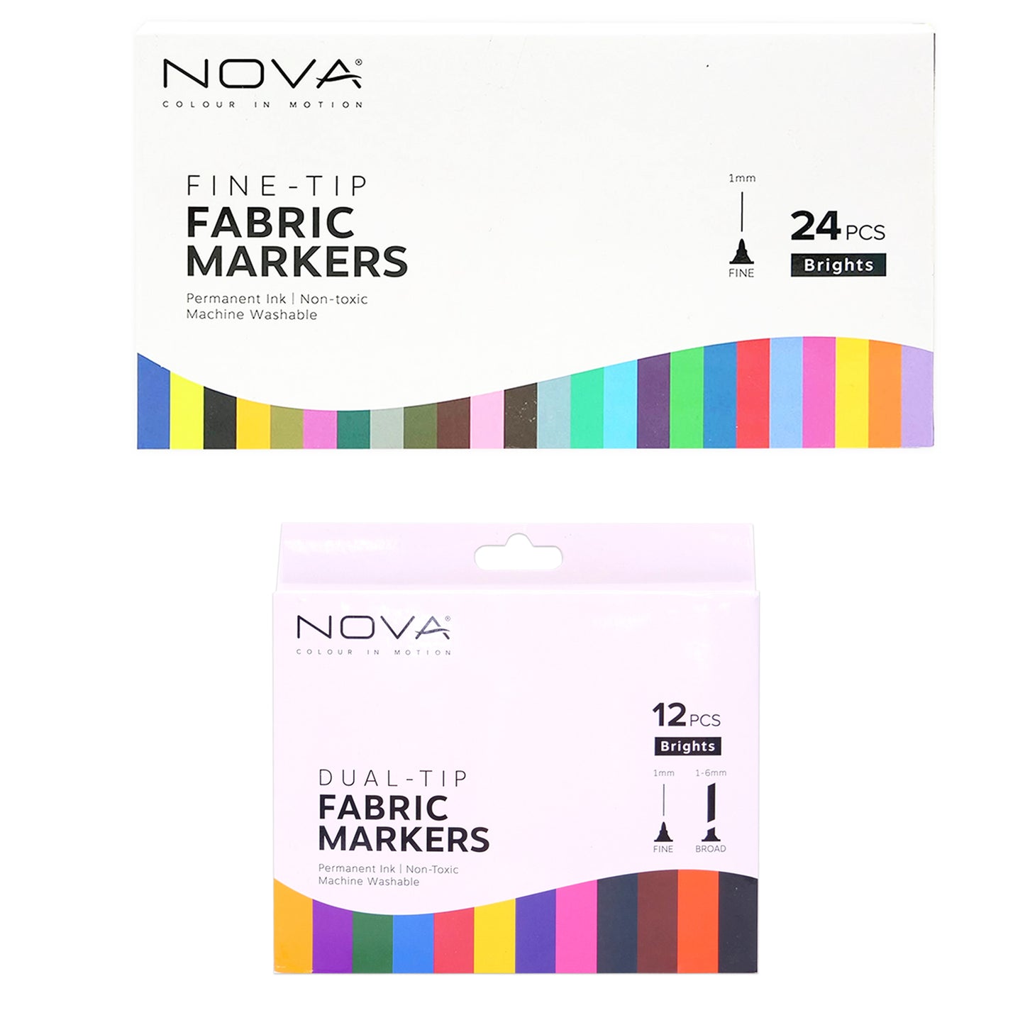 Fabric Marker Pens | Choose 12 Dual Tips or 24 Fine Markers | Permanent Brights - SweetpeaStore