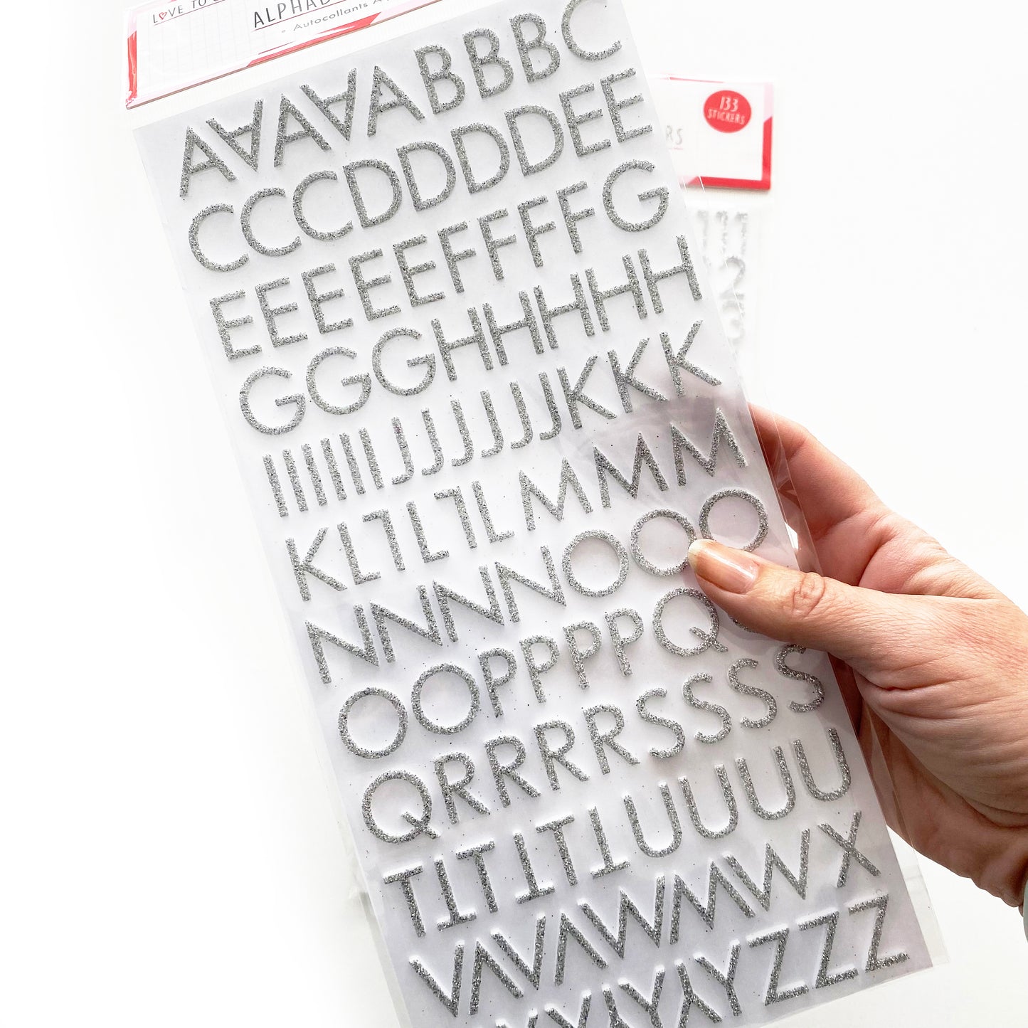 Alphabet Stickers | Silver Glitter Foam | Scrapbooking Craft Peel-Off Raised 3D Sticker - SweetpeaStore