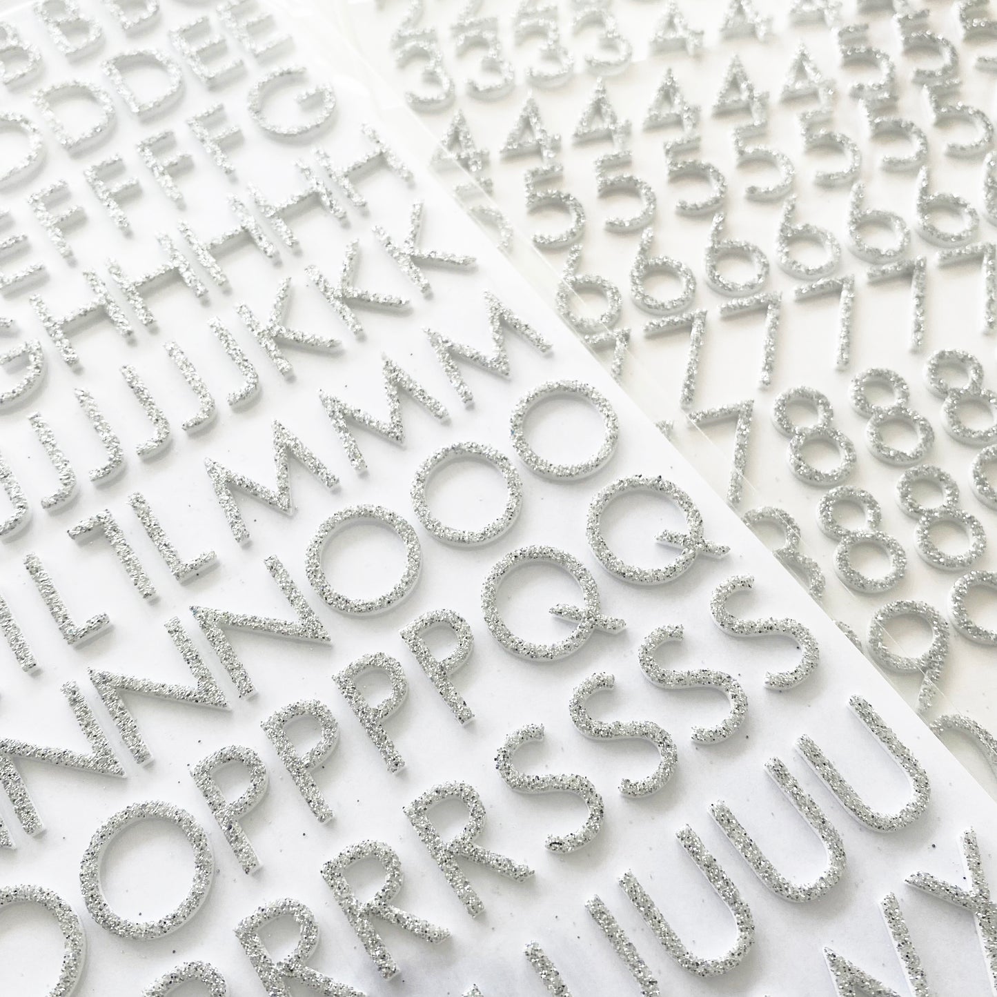 Alphabet Stickers | Silver Glitter Foam | Scrapbooking Craft Peel-Off Raised 3D Sticker - SweetpeaStore