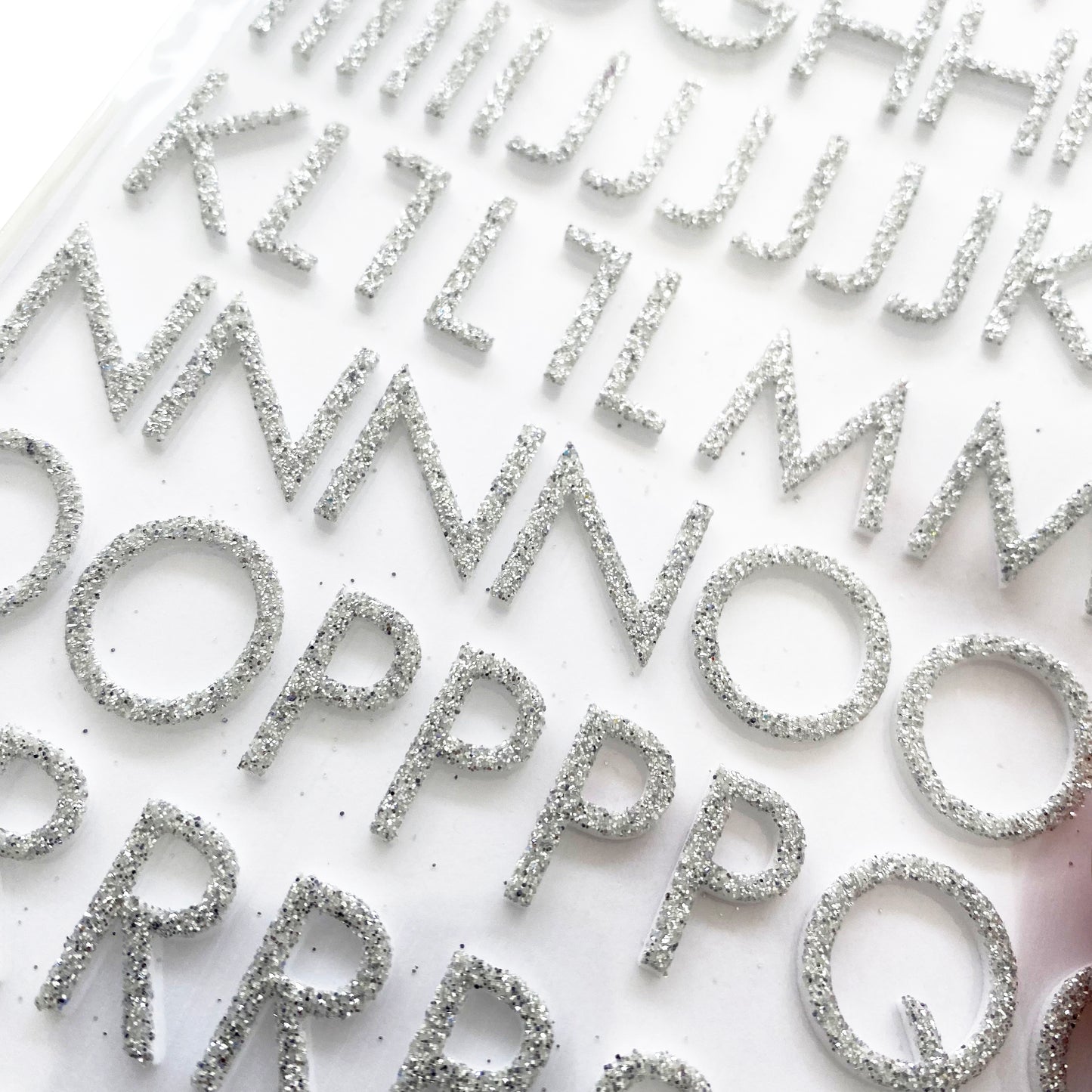 Alphabet Stickers | Silver Glitter Foam | Scrapbooking Craft Peel-Off Raised 3D Sticker - SweetpeaStore