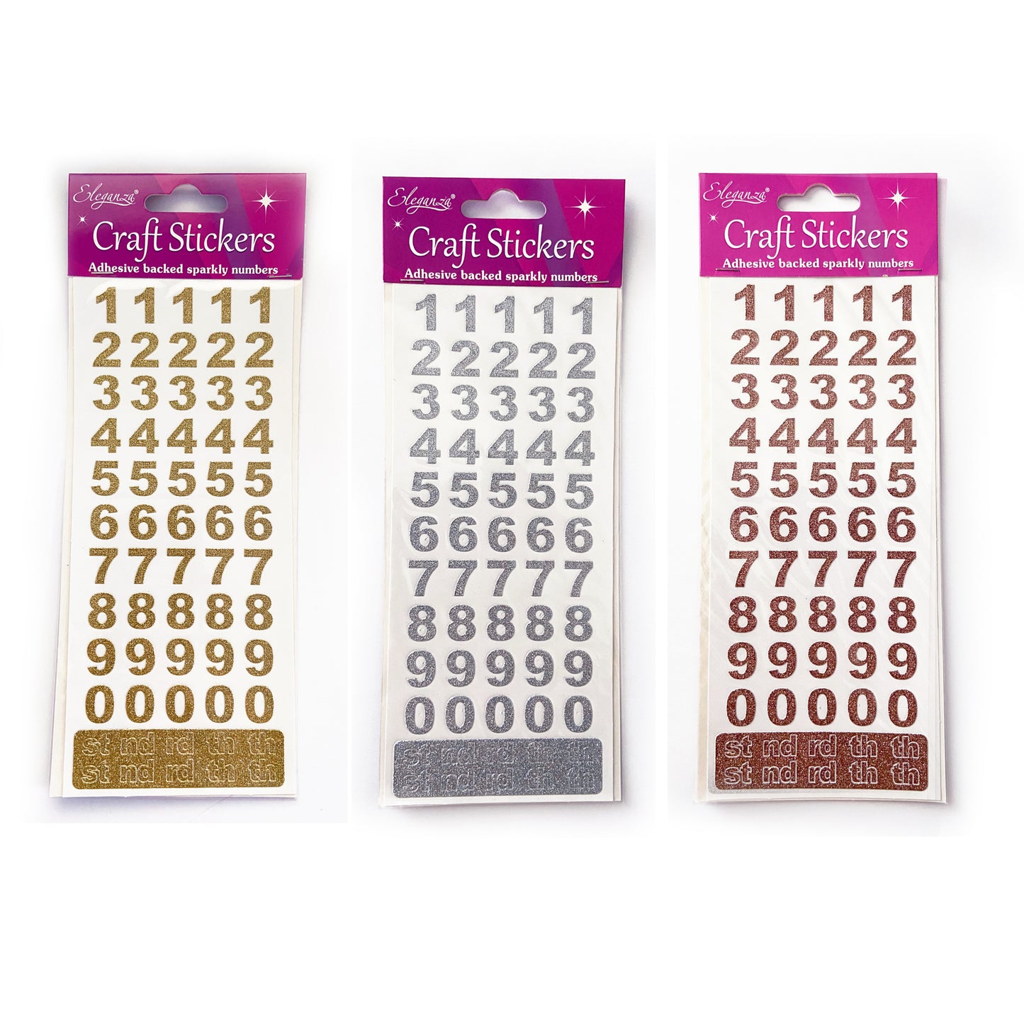 Alphabet Letter & Number Stickers | Metallic Sparkly Glitter Gold Silver Rose - SweetpeaStore