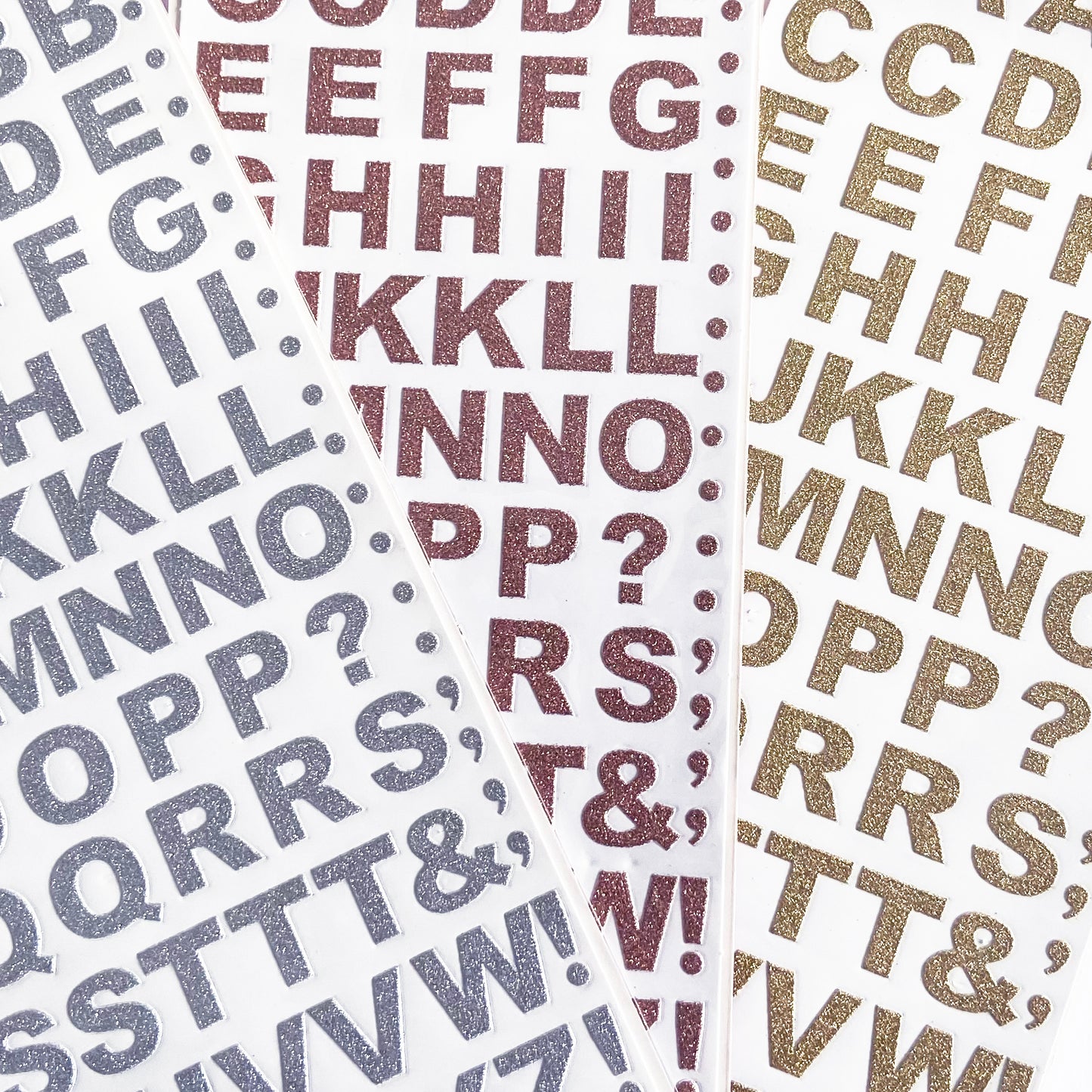 Alphabet Letter & Number Stickers | Metallic Sparkly Glitter Gold Silver Rose - SweetpeaStore
