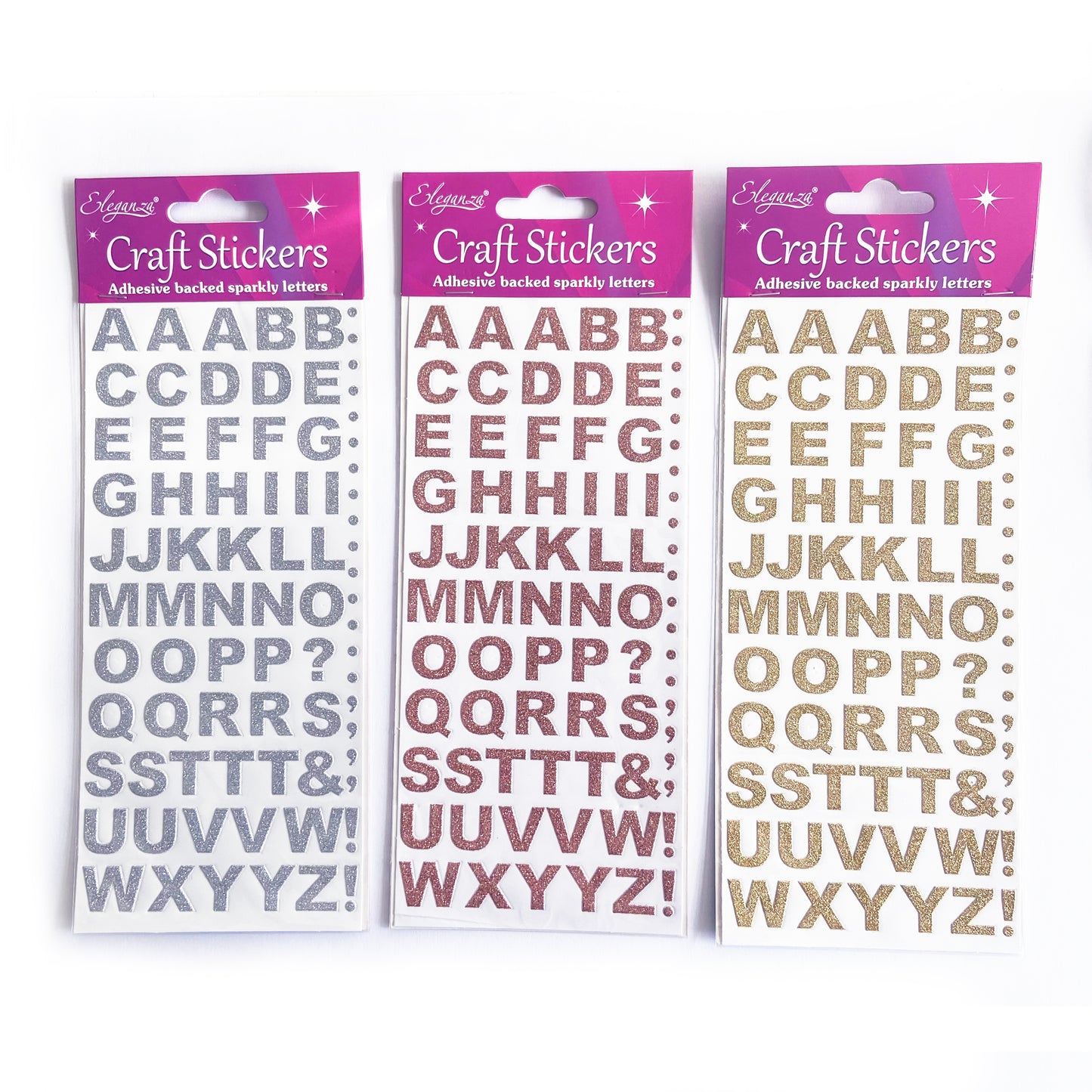 Alphabet Letter & Number Stickers | Metallic Sparkly Glitter Gold Silver Rose - SweetpeaStore