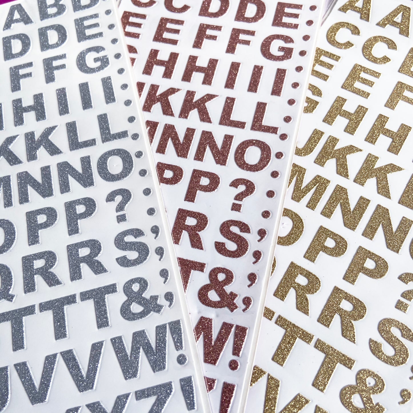 Alphabet Letter & Number Stickers | Metallic Sparkly Glitter Gold Silver Rose - SweetpeaStore