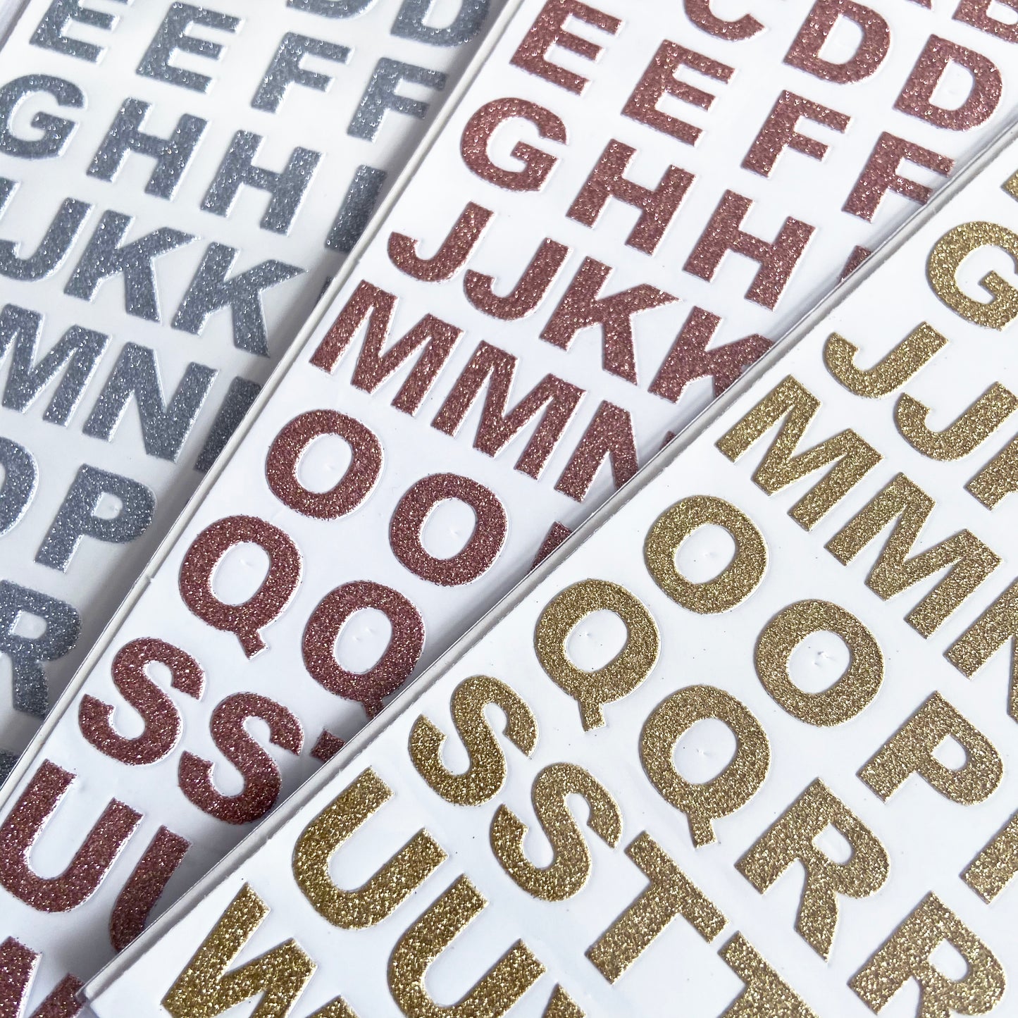 Alphabet Letter & Number Stickers | Metallic Sparkly Glitter Gold Silver Rose - SweetpeaStore