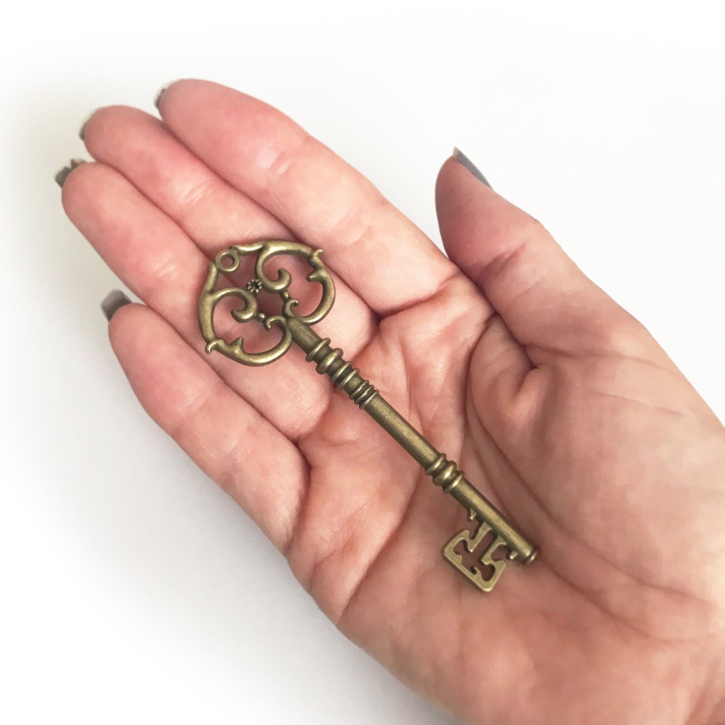 Metal Key Charm | Gold Silver Copper Gunmetal Grey 3cm x 8cm Vintage Santa Key