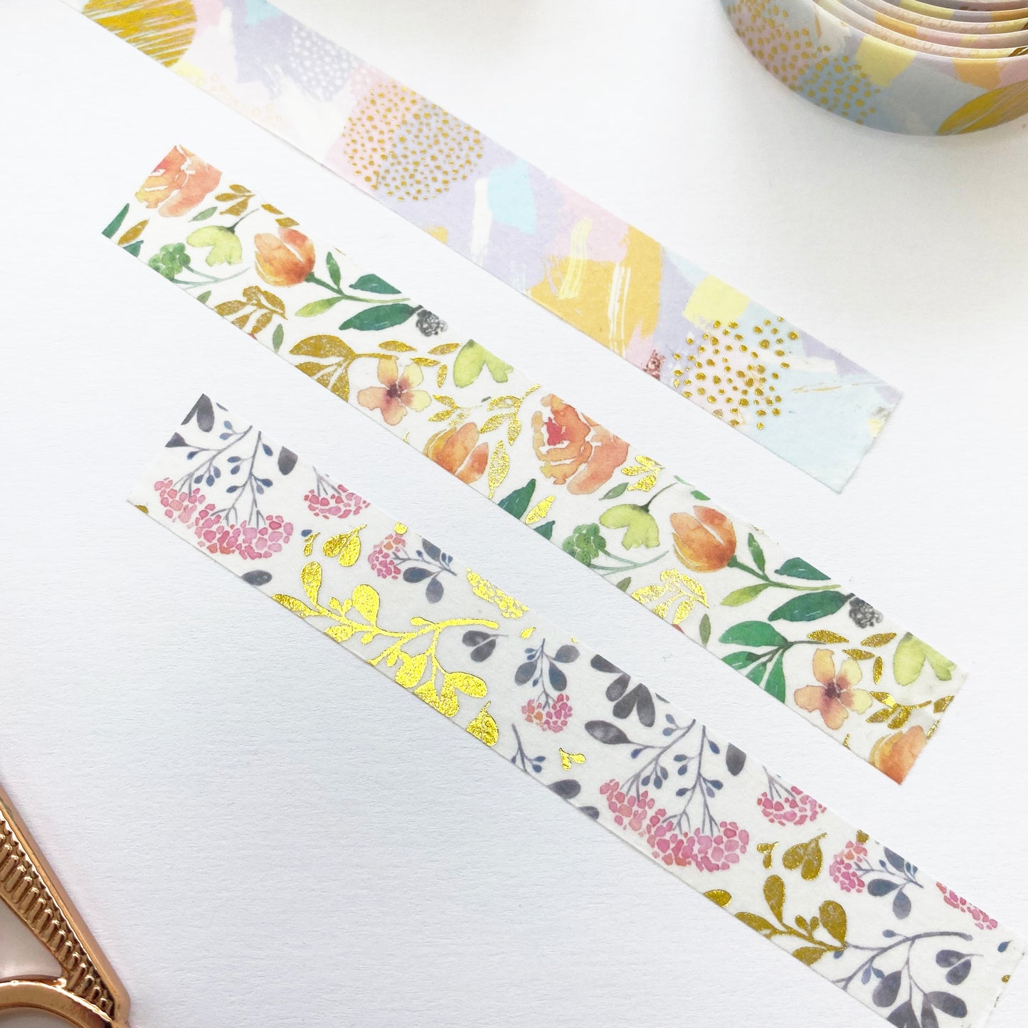 Gold Foil Washi Tape | 15mm x 5m Pastel Paper | Journalling Scrapbook - SweetpeaStore