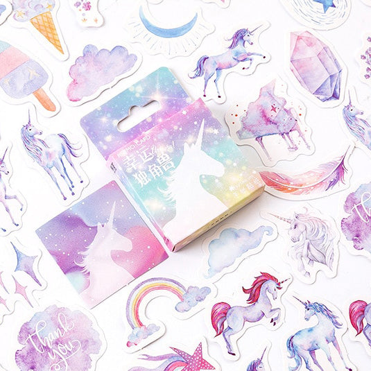 Unicorn or Rainbow Stickers Mini Box | Cute Planner Scrapbook Pink Paper Sticker - SweetpeaStore
