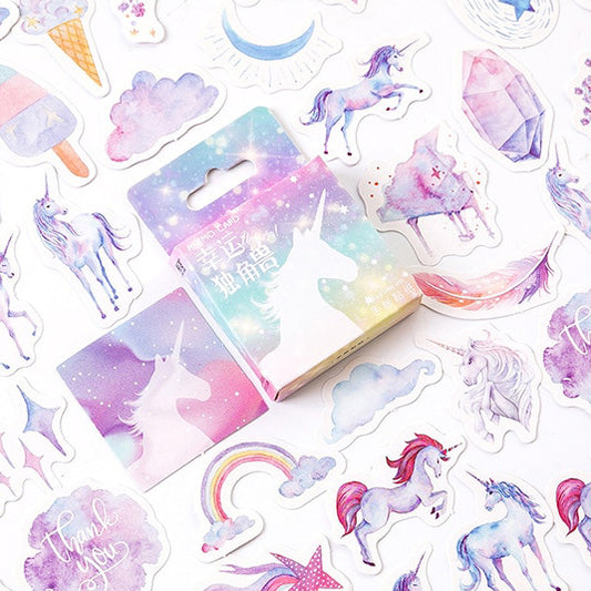 Unicorn or Rainbow Stickers Mini Box | Cute Planner Scrapbook Pink Paper Sticker - SweetpeaStore