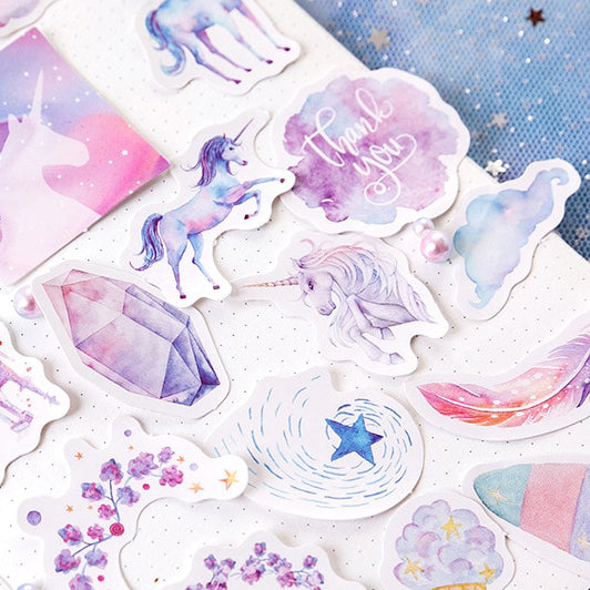 Unicorn or Rainbow Stickers Mini Box | Cute Planner Scrapbook Pink Paper Sticker - SweetpeaStore