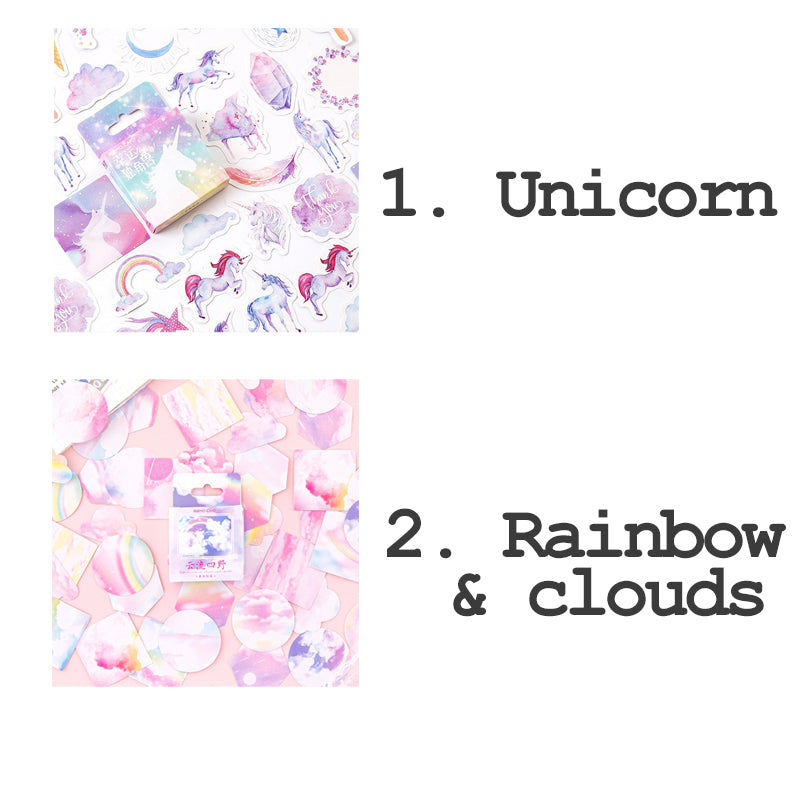 Unicorn or Rainbow Stickers Mini Box | Cute Planner Scrapbook Pink Paper Sticker - SweetpeaStore