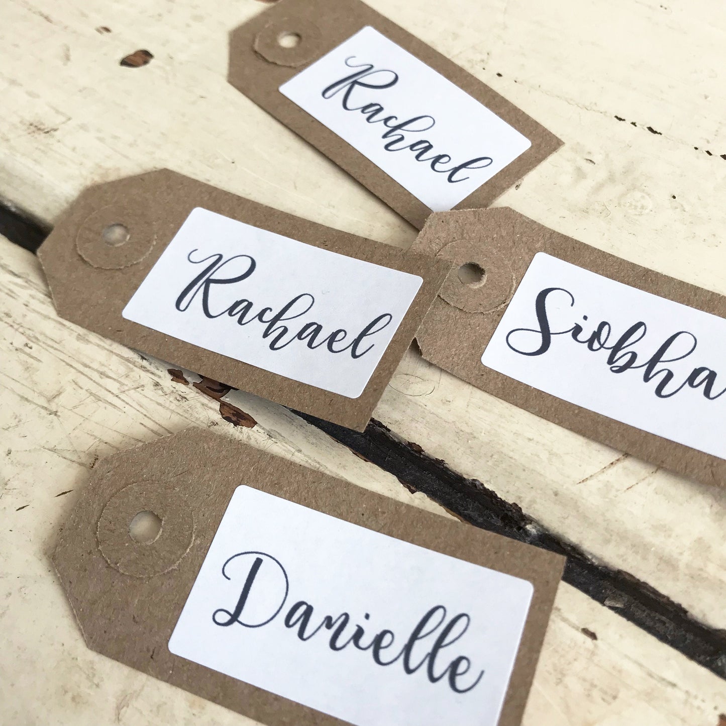 30 Vintage-Inspired Recycled Brown Kraft Card Rustic Luggage Tags | 70mm x 35mm | Reinforced Ring Tag With String | Price Name Tags - SweetpeaStore