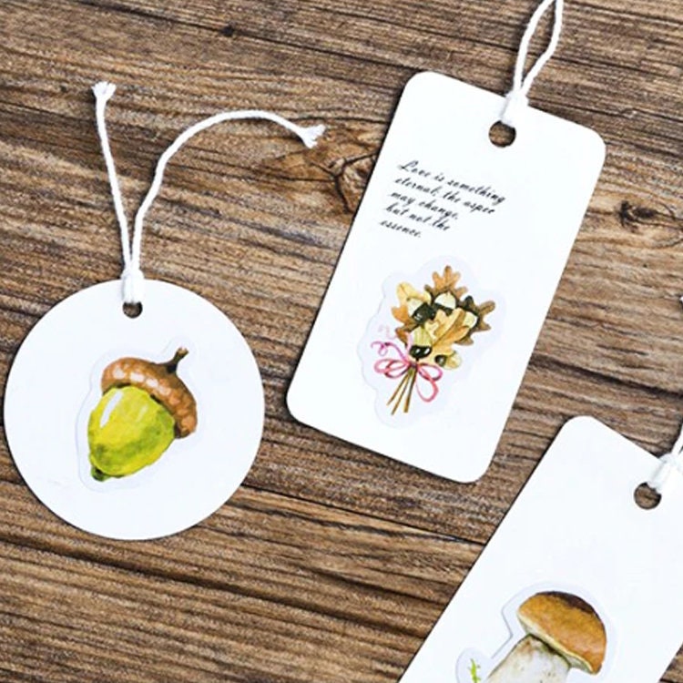 Autumn Forest Stickers | 46 Mini Box Scrapbooking Stickers | Journalling Albums Stationery | Leaves Mushrooms Leaves Acorn Fir Cone