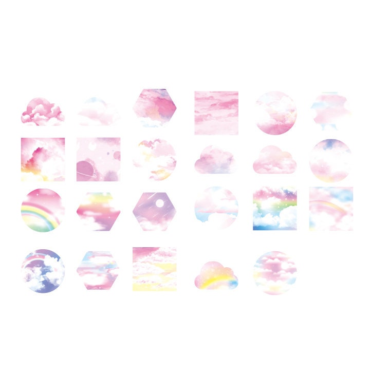 Pink Cloud & Rainbow Mini Box Stickers | 46 Dreamy Peel Off Sticker | Scrapbooking Journalling Album Planner Stationery - SweetpeaStore
