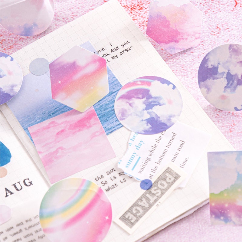 Pink Cloud & Rainbow Mini Box Stickers | 46 Dreamy Peel Off Sticker | Scrapbooking Journalling Album Planner Stationery - SweetpeaStore