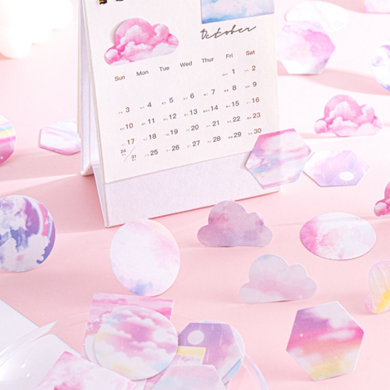 Pink Cloud & Rainbow Mini Box Stickers | 46 Dreamy Peel Off Sticker | Scrapbooking Journalling Album Planner Stationery - SweetpeaStore