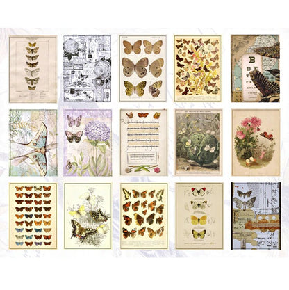 Journalling Papers | Mini Journaling Scrapbook Collage Papers | 60 page Book | Celestial Butterflies Junk Journal Music Botanical Birds - SweetpeaStore