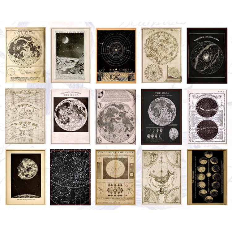 Journalling Papers | Mini Journaling Scrapbook Collage Papers | 60 page Book | Celestial Butterflies Junk Journal Music Botanical Birds - SweetpeaStore