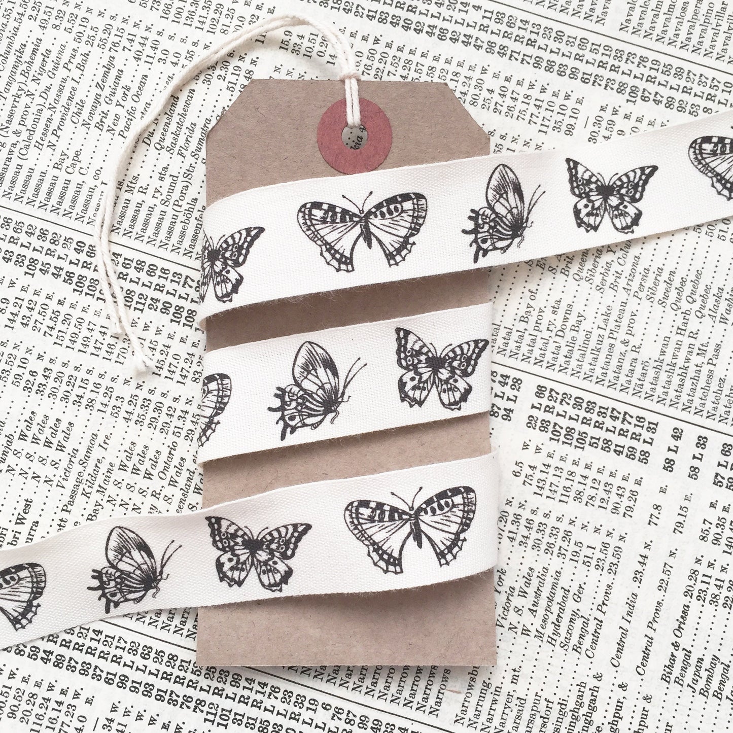 Butterfly Cream Cotton Ribbon | 20mm 2cm | Wrapping Craft | Per Metre or Roll - SweetpeaStore
