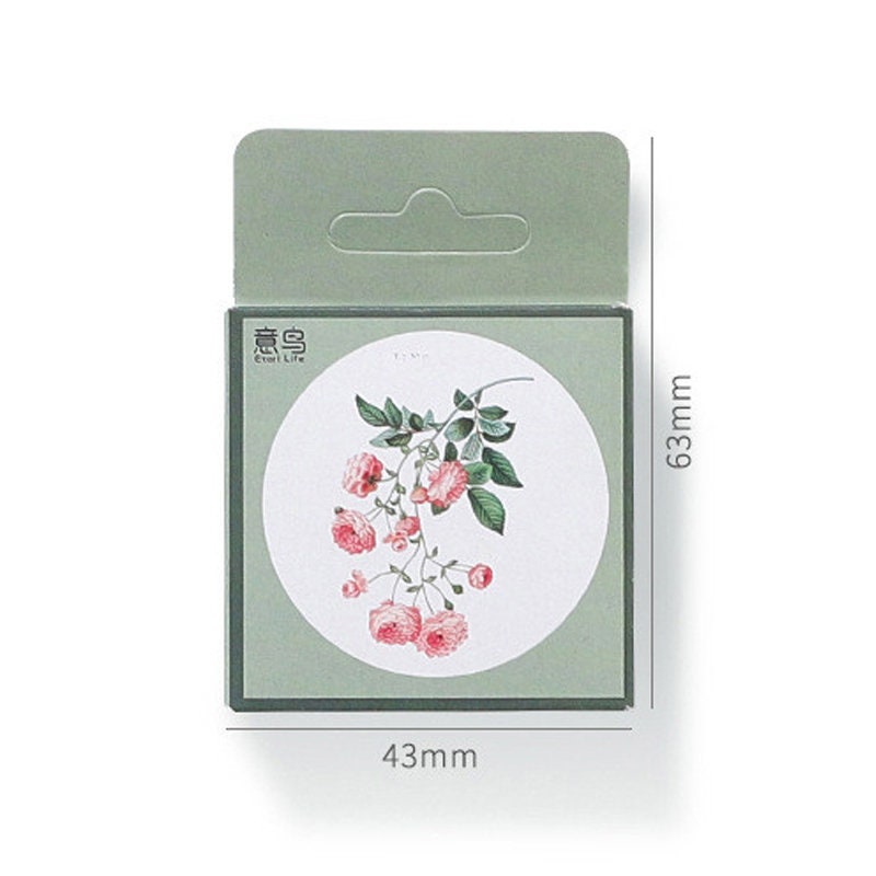 Round Flower Stickers | 46 Pretty Floral Vintage Flower Scrapbook Round Mini Box Stickers Collage Albums - SweetpeaStore