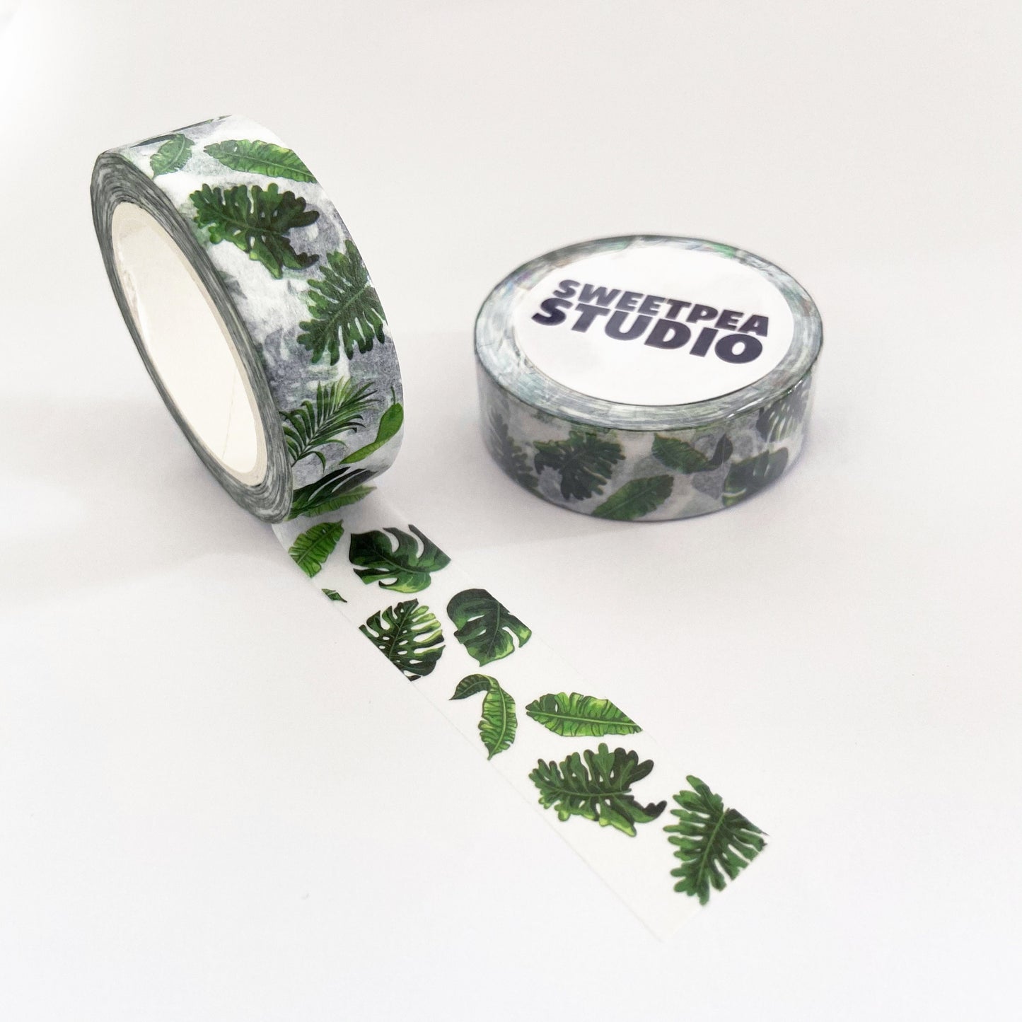 Green & White Rubber House Plant Paper Washi Tape | 15mm x 10m | Stationery Craft Journalling Scrapbooking Journal - SweetpeaStore
