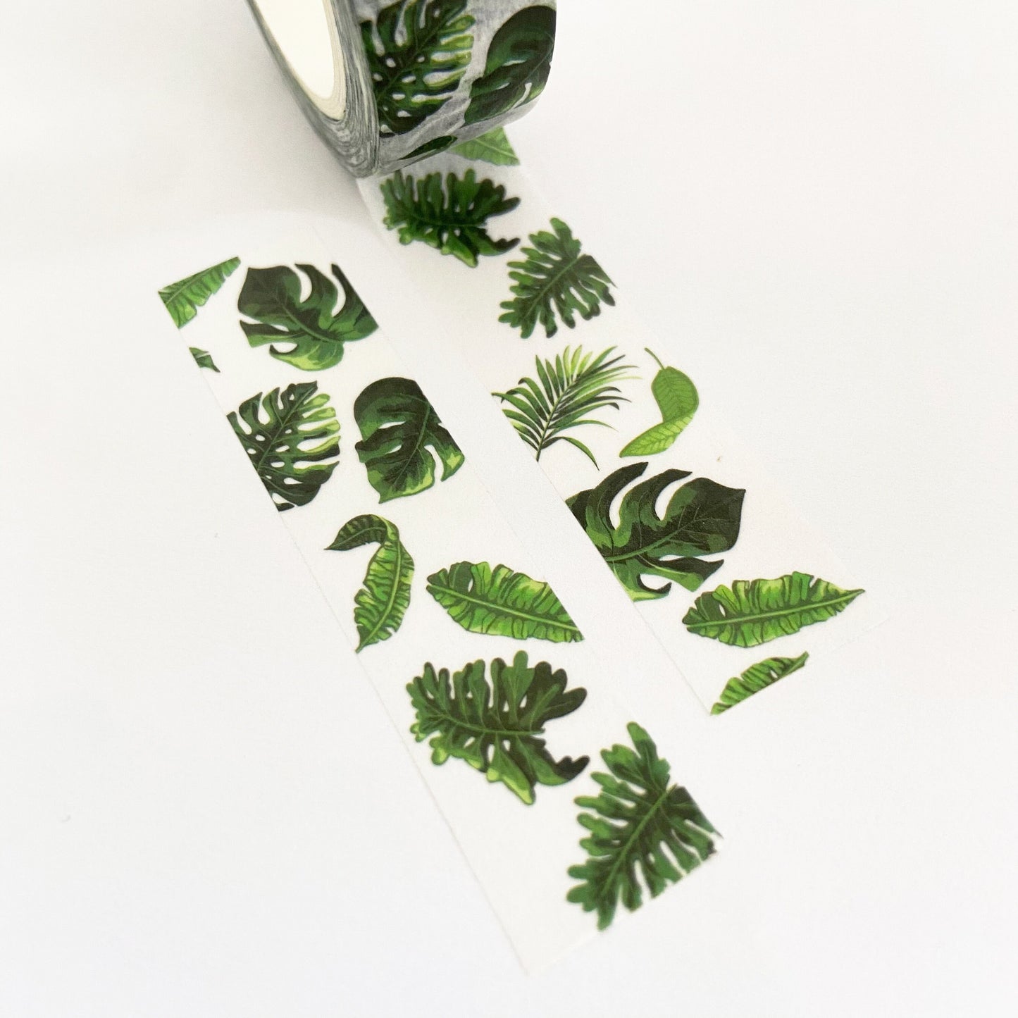 Green & White Rubber House Plant Paper Washi Tape | 15mm x 10m | Stationery Craft Journalling Scrapbooking Journal - SweetpeaStore