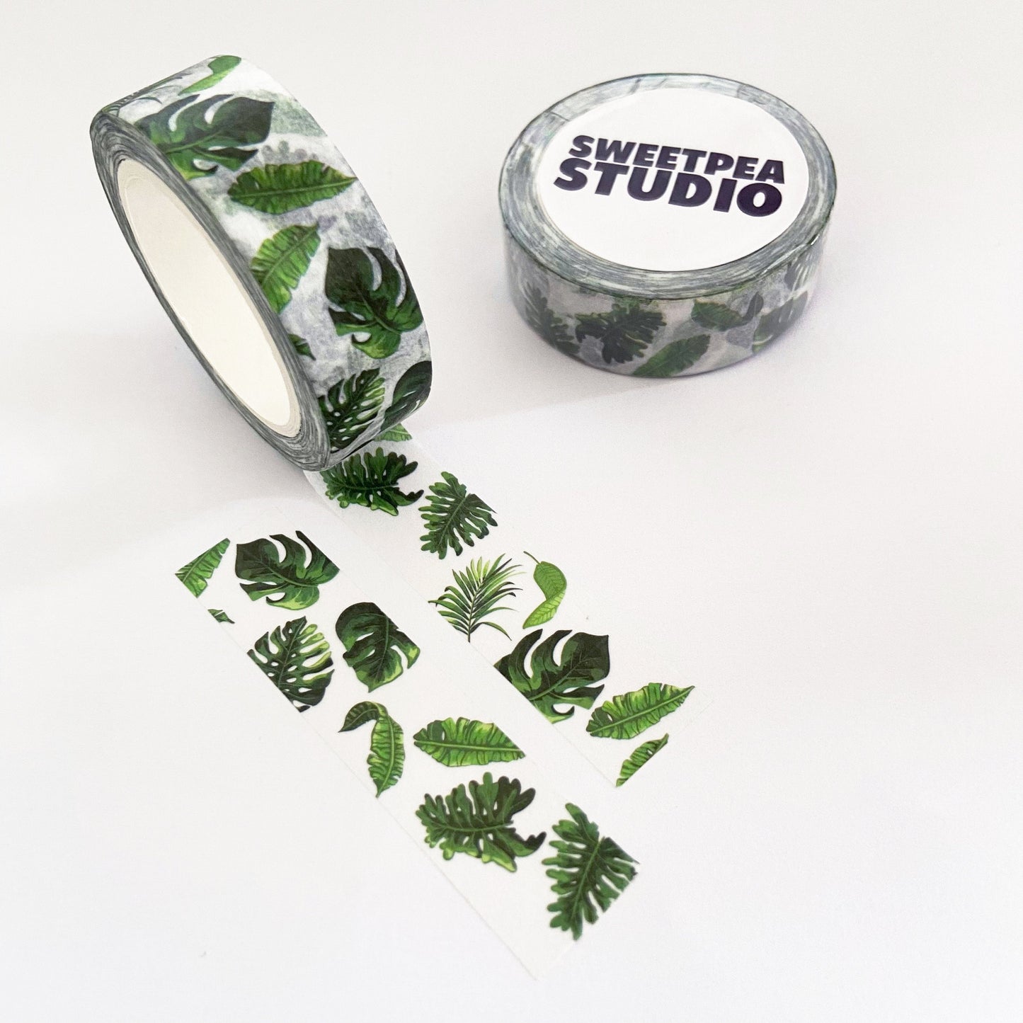 Green & White Rubber House Plant Paper Washi Tape | 15mm x 10m | Stationery Craft Journalling Scrapbooking Journal - SweetpeaStore