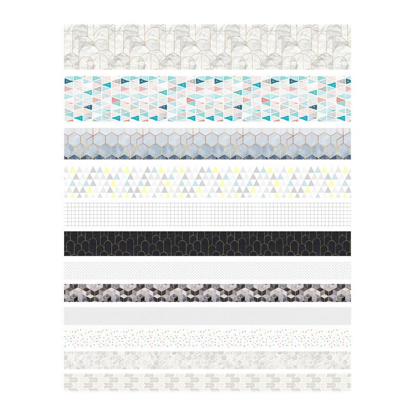 Washi Tape Print & Solid Paper | Set of 12 | Journalling Scrapbooking Grey - SweetpeaStore