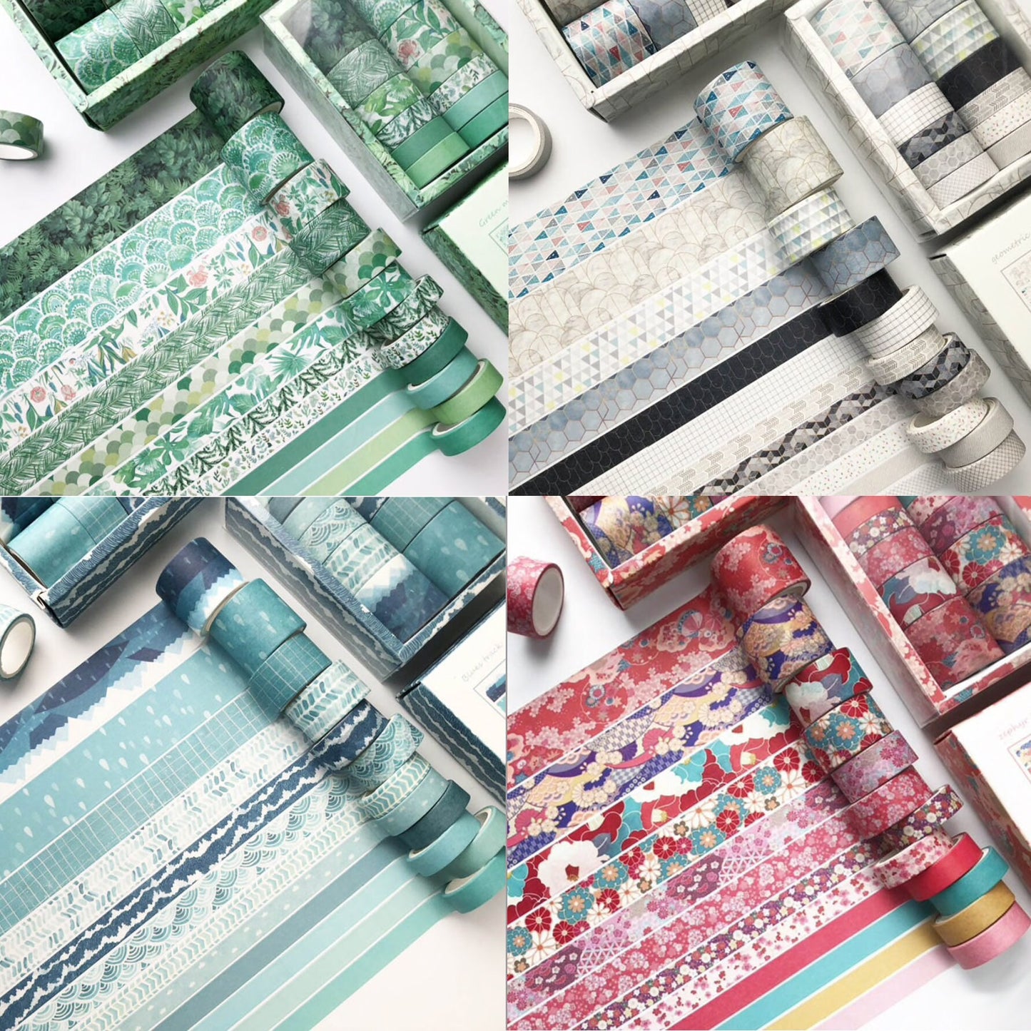 Washi Tape Print & Solid Paper | Set of 12 | Journalling Scrapbooking Grey - SweetpeaStore