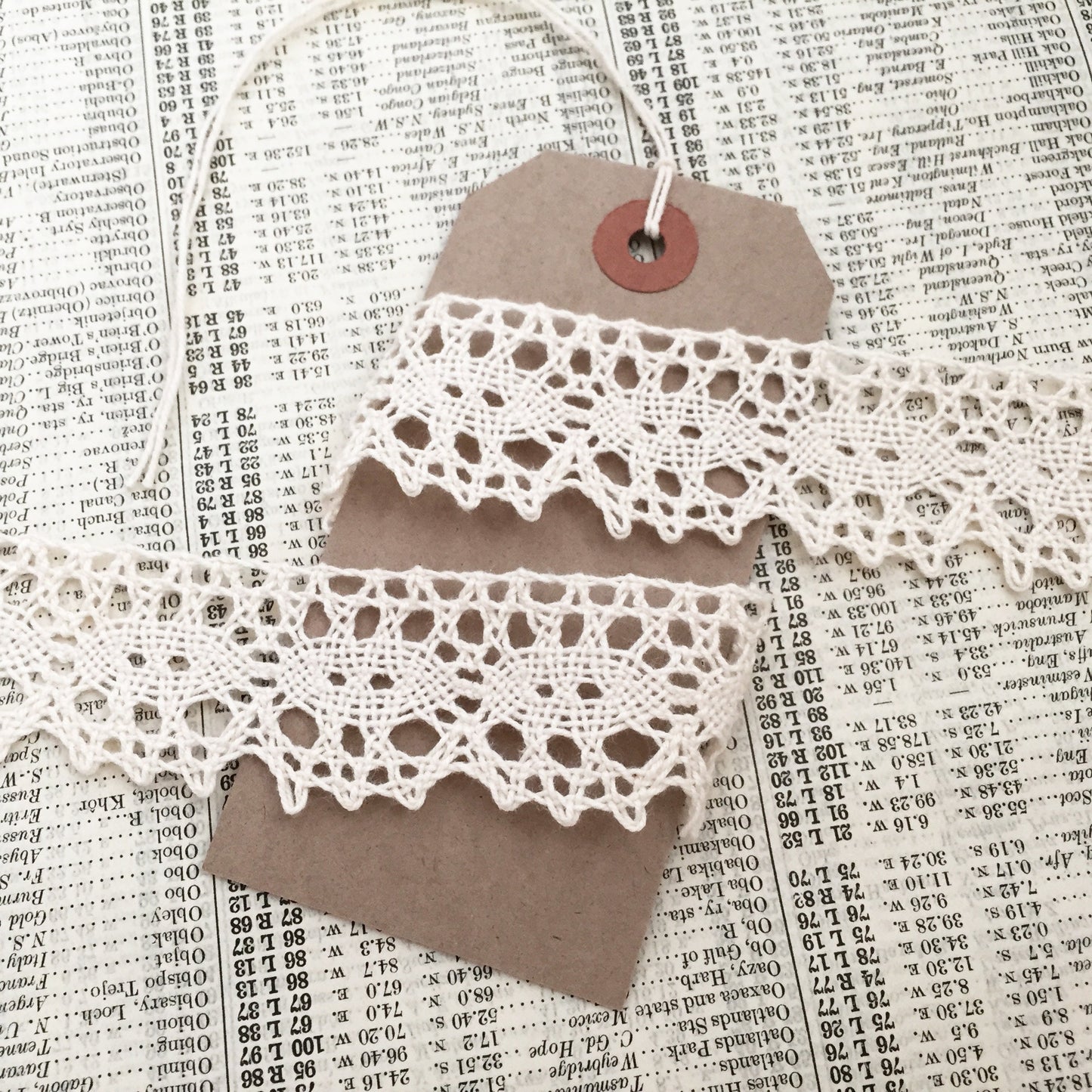 3cm Wide Pretty Cream Cotton Crochet Lace Trim | UK MADE | Wedding Craft Sewing - SweetpeaStore