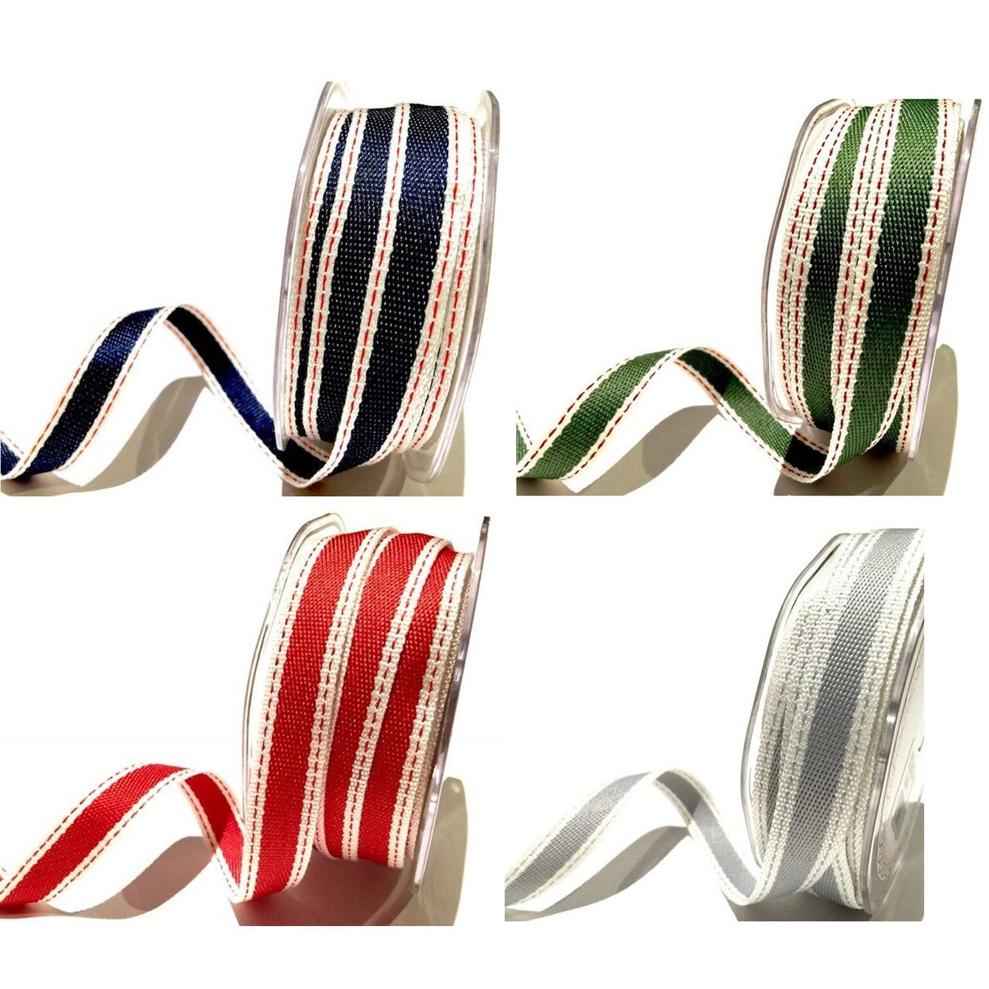 Red & White Ribbon | 15mm Saddle Stitch | Metre or Full 15m Roll | Sewing Craft Wrapping - SweetpeaStore