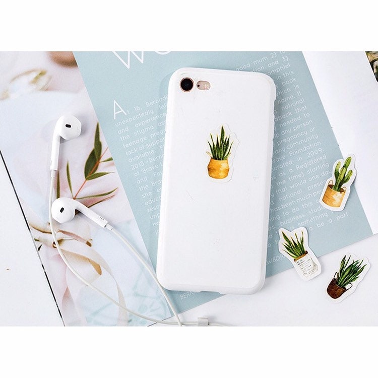 Green Plant Stickers | Pot Plants Leaf Cactus | Mini Box Peel Off Sticker | Scrapbooking Journalling - SweetpeaStore
