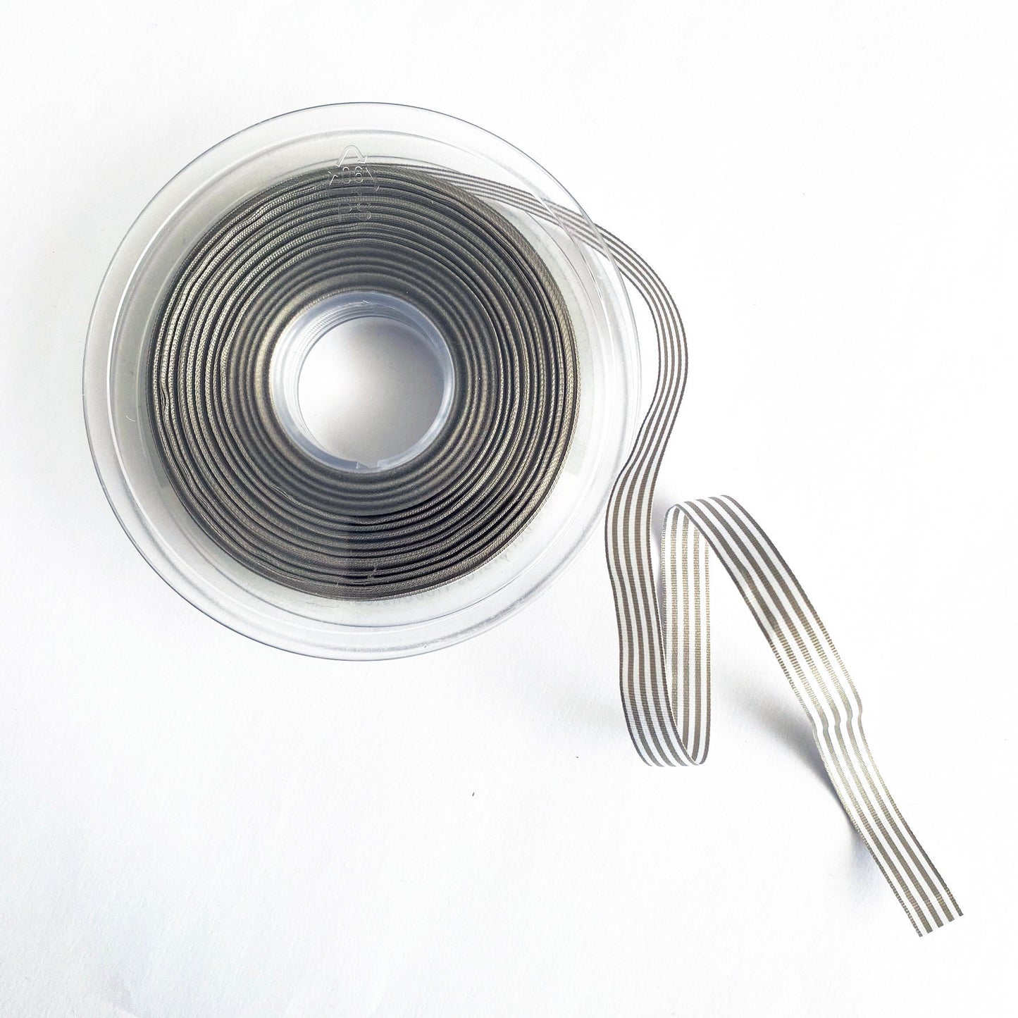 Warm Grey & White Nautical Stripe Ribbon | 9mm 16mm 25mm | Per Metre or FULL ROLL| Lightweight Polyester | Sewing & Wrapping - SweetpeaStore