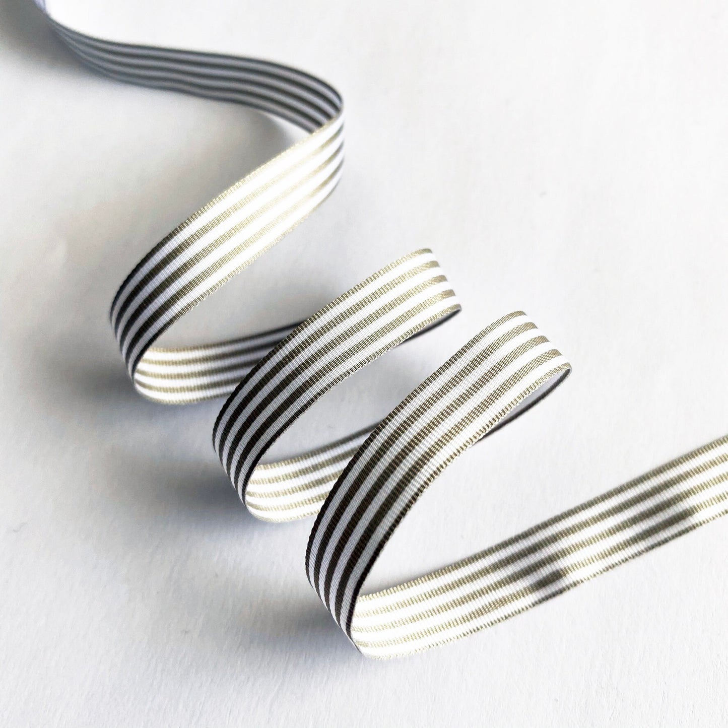 Warm Grey & White Nautical Stripe Ribbon | 9mm 16mm 25mm | Per Metre or FULL ROLL| Lightweight Polyester | Sewing & Wrapping - SweetpeaStore