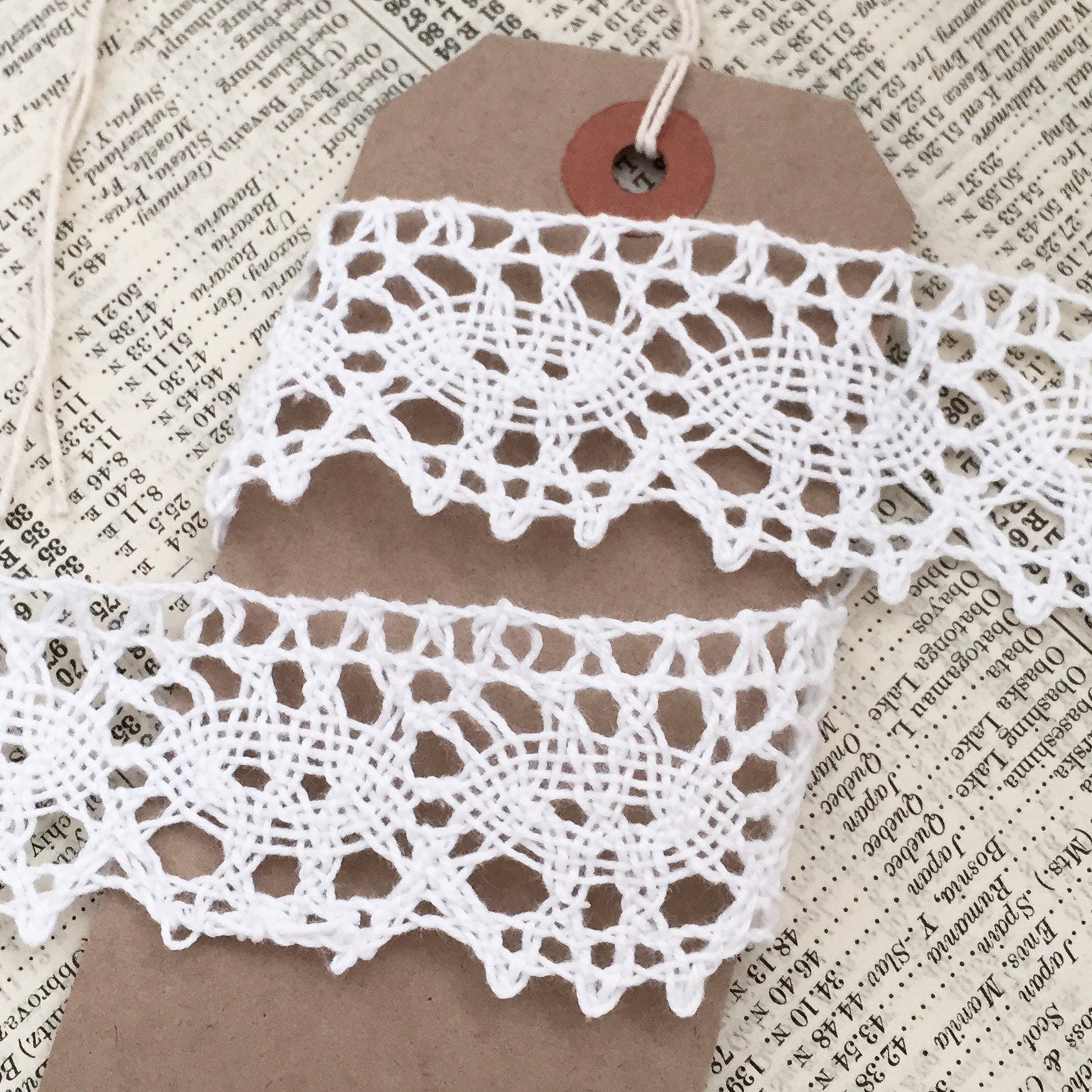 3cm Wide Pretty White Cotton Crochet Lace Trim | UK MADE | Wedding Craft Sewing - SweetpeaStore
