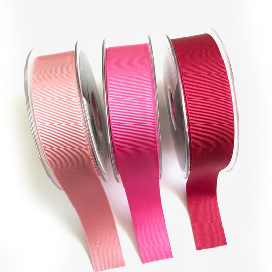 Pink Grosgrain Ribbon 25mm Berisford's 1m to Full Roll Sewing Valentine's Wrapping Craft - SweetpeaStore