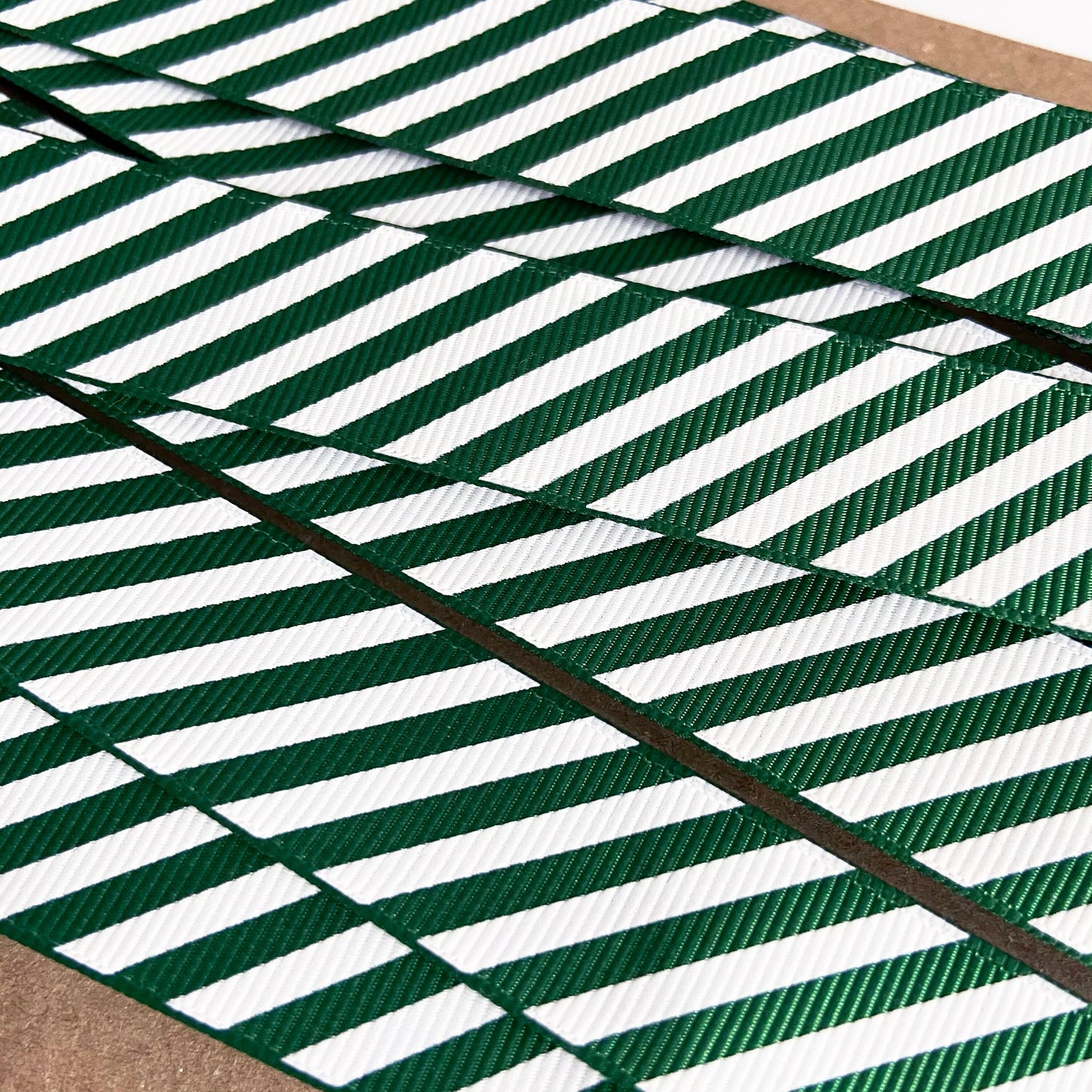 Green & White Ribbon Candy Cane Stripe Grosgrain | 16mm 1m or Full 25m Roll | Wrap Bow - SweetpeaStore