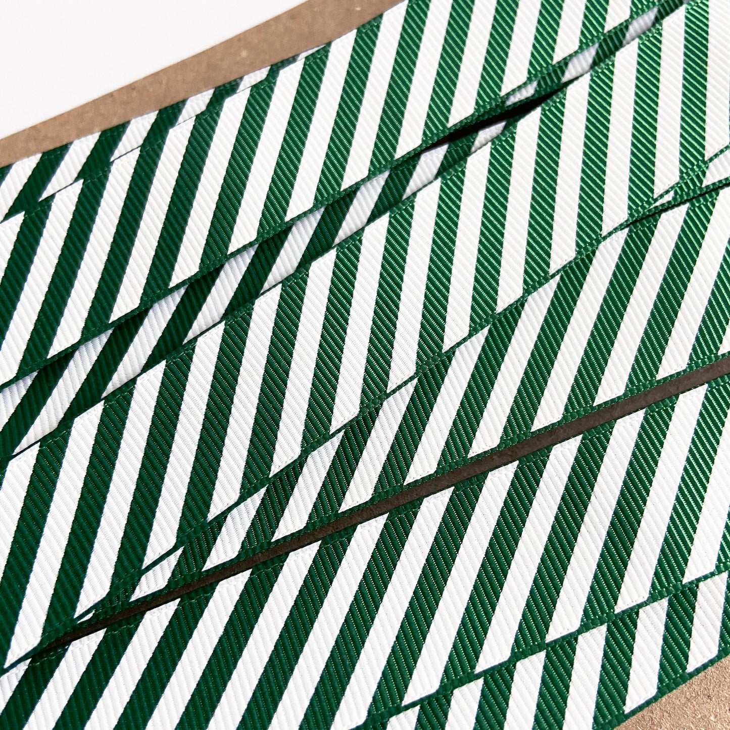 Green & White Ribbon Candy Cane Stripe Grosgrain | 16mm 1m or Full 25m Roll | Wrap Bow - SweetpeaStore