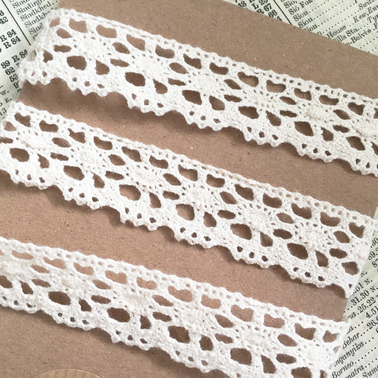 20mm 2cm Pretty Cream Lace Cotton Crochet Ribbon Trim | 1m - 20m Full Roll | Wedding Craft Sewing