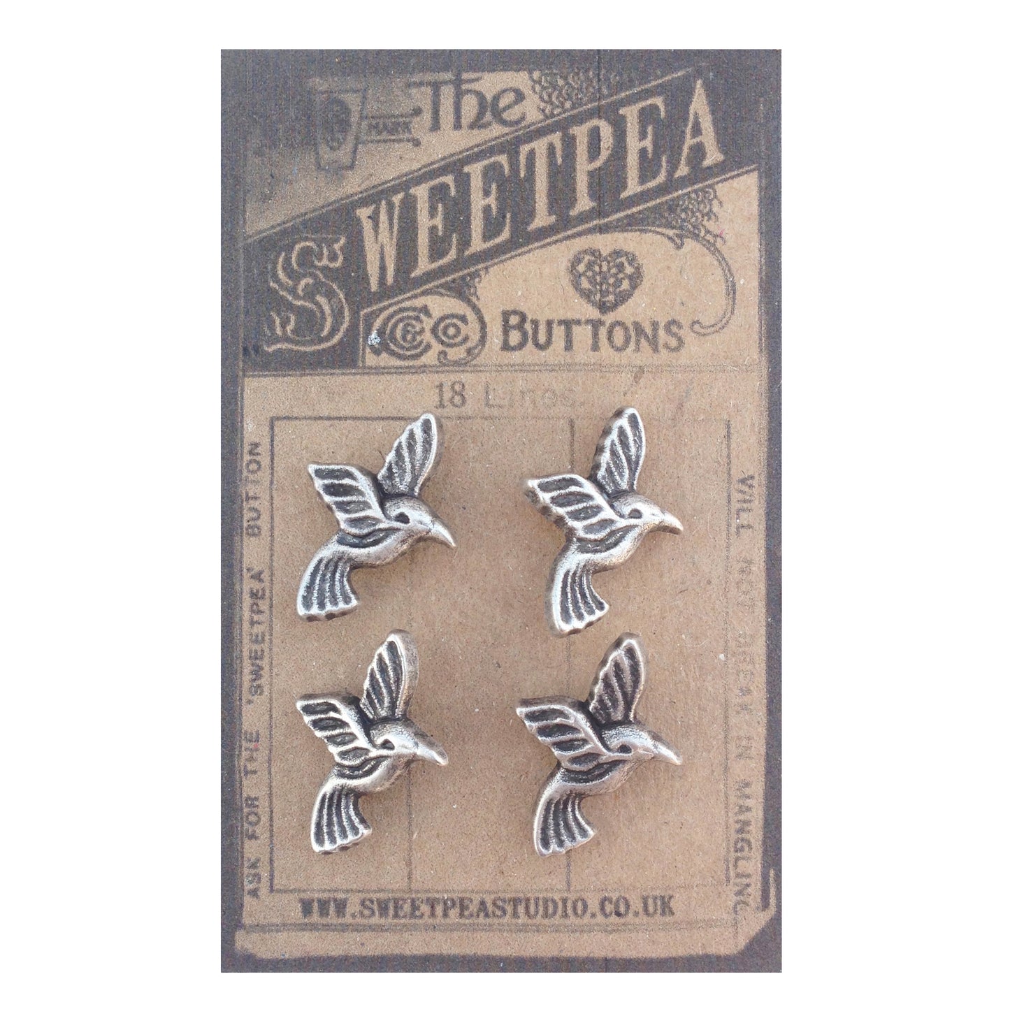 Metal Buttons Silver Coloured | Bird Heart Butterfly | Sewing Dressmaking Craft