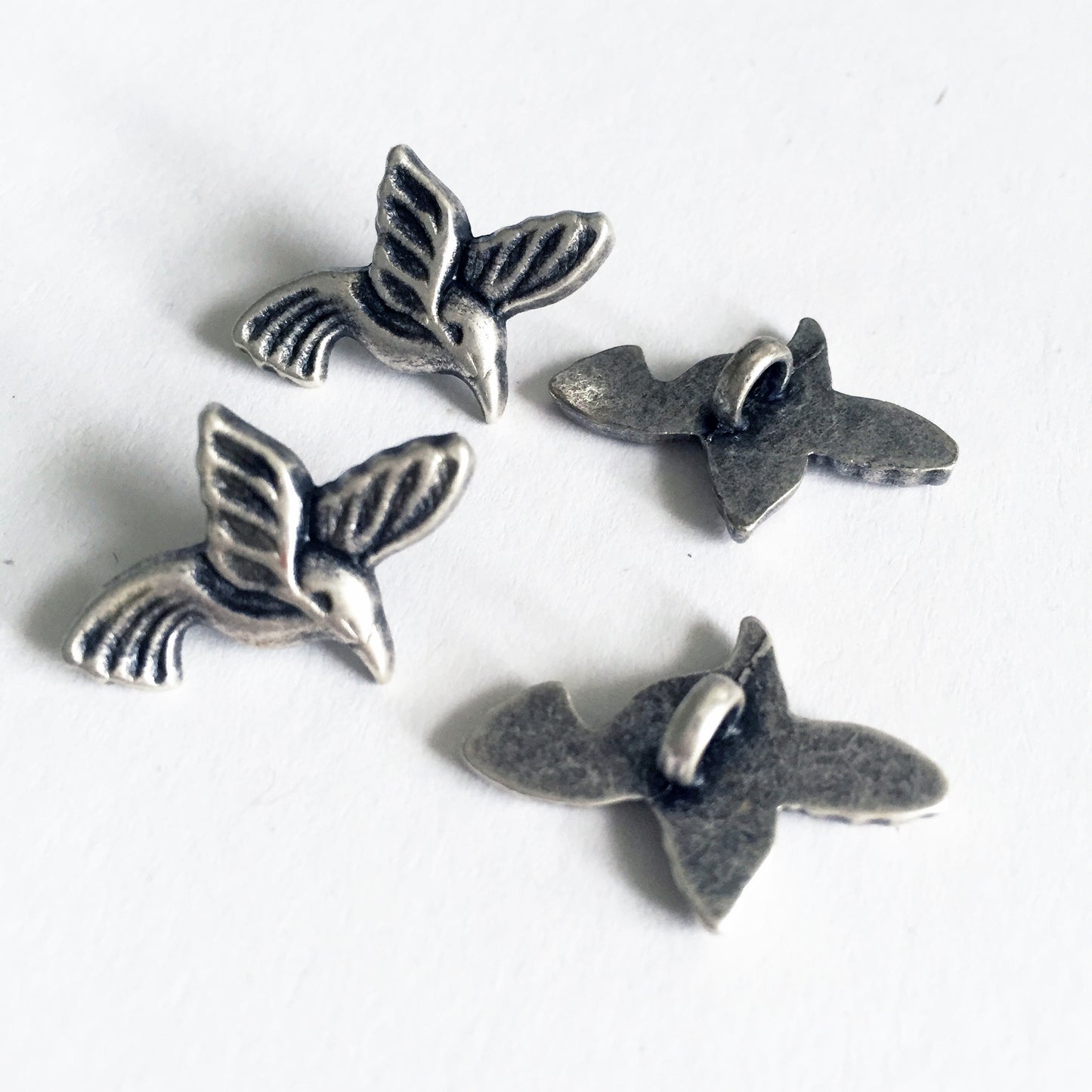 Metal Buttons Silver Coloured | Bird Heart Butterfly | Sewing Dressmaking Craft
