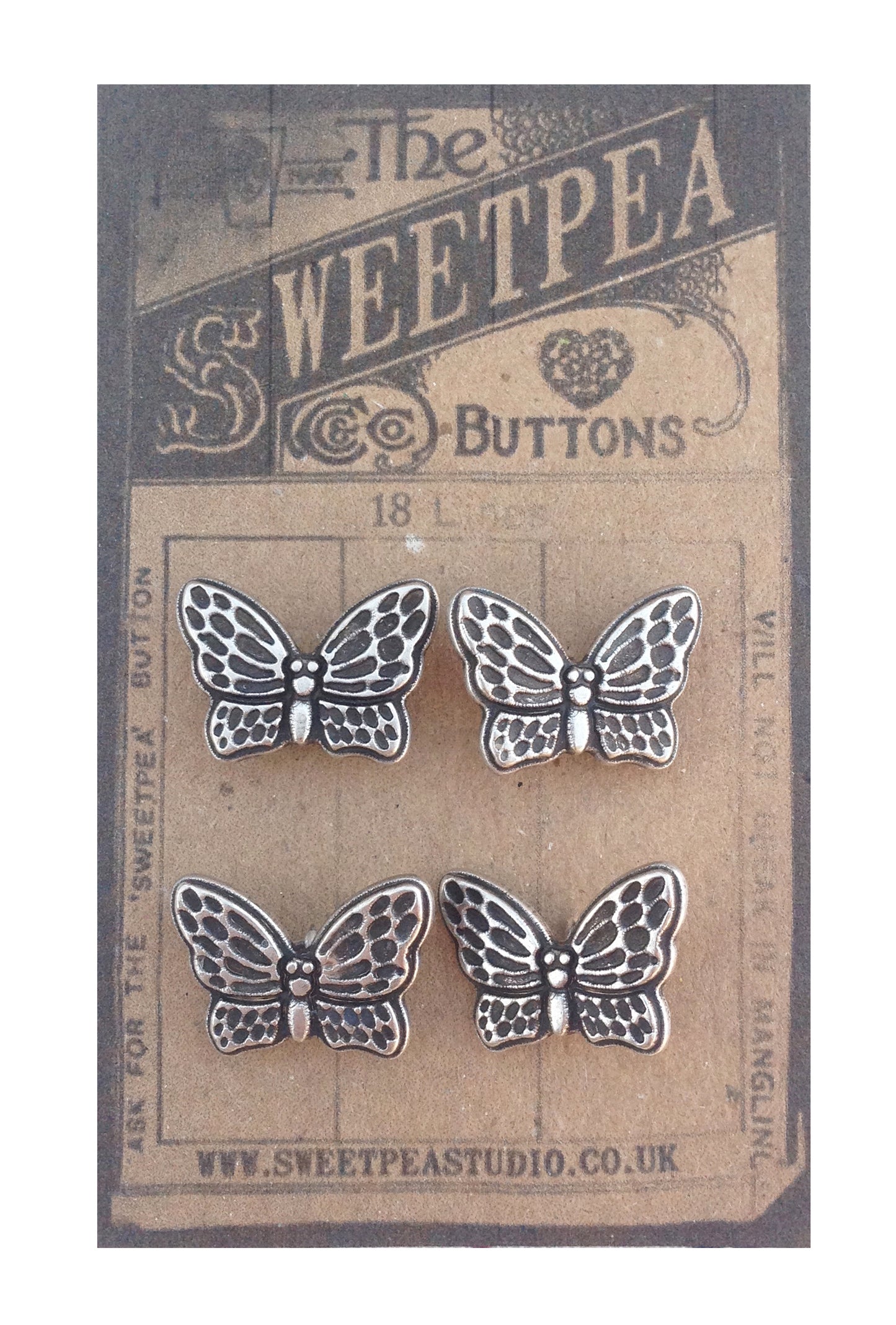 Metal Buttons Silver Coloured | Bird Heart Butterfly | Sewing Dressmaking Craft