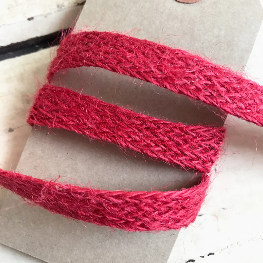 Hessian Ribbon Jute Tape 10mm Natural Red Pink | Metre or Full Roll Rustic Trim - SweetpeaStore